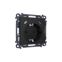 MA810510 Комплект механизма электрической розетки 2USB СC 20W сз на винтовых зажимах 16A-250V ALFA Черный матовый QUANT AP8105, VM165 AMBRELLA VOLT