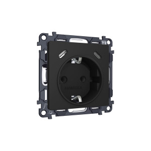 MA810510 Комплект механизма электрической розетки 2USB СC 20W сз на винтовых зажимах 16A-250V ALFA Черный матовый QUANT AP8105, VM165 AMBRELLA VOLT