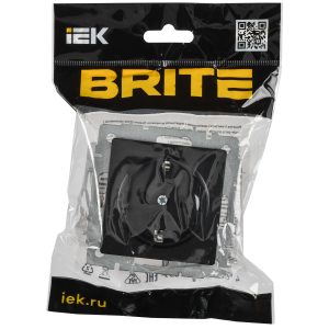 BRITE Розетка 1-местная с заземлением с защитными шторками 16А безвинтовое крепление РС24-1-0-БрЧ черный IEK