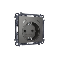 MA660510 Комплект механизма электрической розетки 2USB СC 20W сз на винтовых зажимах 16A-250V ALFA Антрацит серый QUANT AP6605, VM165 AMBRELLA VOLT