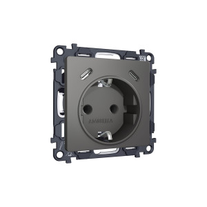 MA660510 Комплект механизма электрической розетки 2USB СC 20W сз на винтовых зажимах 16A-250V ALFA Антрацит серый QUANT AP6605, VM165 AMBRELLA VOLT