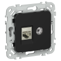 FLITE Розетка 2-местная RJ45/TV категория 5Е STP РКТВ5е-2-1-ФлЧ черный IEK