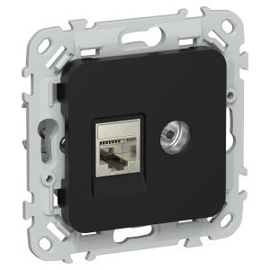 FLITE Розетка 2-местная RJ45/TV категория 5Е STP РКТВ5е-2-1-ФлЧ черный IEK