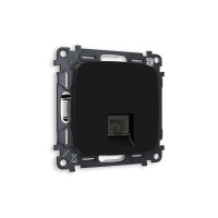 MO812010 Комплект механизма компьютерной розетки OMEGA Черный матовый RJ-458P8C CAT6 с шторкой QUANT OP8120, VM188 AMBRELLA VOLT