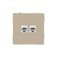 Компьютерная розетка RJ-45 без шторки, кат.5е двойная, KANT, ванильный марципан