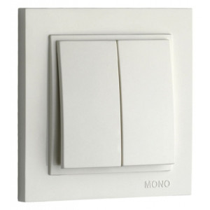 Выключатель проходной двухклавишный механизм бел. Mono Electric Despina/ Larissa 500-001925-102