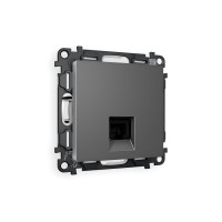MA662030 Комплект механизма телефонной розетки ALFA Антрацит серый RJ-11(4P4C) с шторкой QUANT (AP6620, VM190) AMBRELLA VOLT