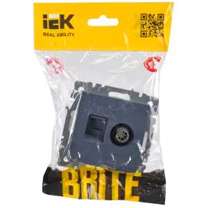 BRITE Розетка двойная TV+RJ45 кат.5E РТВ/РК12-БрМ маренго IEK