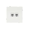 Компьютерная розетка RJ-45 без шторки, кат.5е двойная, KANT, белая магнолия
