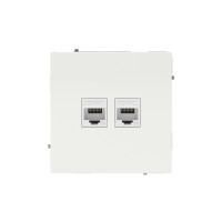Компьютерная розетка RJ-45 без шторки, кат.5е двойная, KANT, белая магнолия