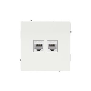 Компьютерная розетка RJ-45 без шторки, кат.5е двойная, KANT, белая магнолия