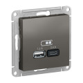 ATLASDESIGN USB РОЗЕТКА А+С, 5В/2,4А, 2х5В/1,2А, механизм, СТАЛЬ ATN000939