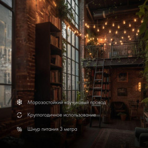 Гирлянда Белт Лайт 10м 20 патронов 4.8Вт IP65 провод каучук черн. Neon-Night 331-355