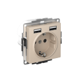 ATLASDESIGN РОЗЕТКА 16А c 2 USB A+A, 5В/2,4А, 2х5В/1,2А, механизм, ПЕСОЧНЫЙ ATN001230