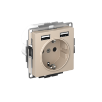 ATLASDESIGN РОЗЕТКА 16А c 2 USB A+A, 5В/2,4А, 2х5В/1,2А, механизм, ПЕСОЧНЫЙ ATN001230