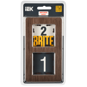 BRITE Рамка 2-местная РУ-2-1-Бр металл коричневый RE AL IEK