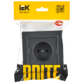 BRITE Розетка 1-местная без заземления без защитных шторок 10А в сб. РСР10-1-0-БрГ графит IEK