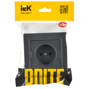 BRITE Розетка 1-местная без заземления без защитных шторок 10А в сб. РСР10-1-0-БрГ графит IEK