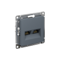 ATLASDESIGN РОЗЕТКА двойная компьютерная RJ45+RJ45 кат. 6А, механизм, ГРИФЕЛЬ ATN000788