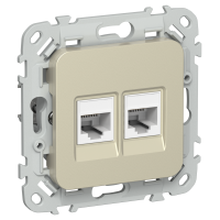 FLITE Розетка 2-местная RJ45/RJ11 категория 5Е/3 UTP РКТ5е/3-2-0-ФлШ шампань IEK