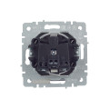 BRITE Розетка 1-местная с заземлением с защитными шторками и крышкой 16А IP44 РСбш10-3-44-БрГ графит IEK
