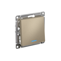 ATLASDESIGN 1-клавишный ПЕРЕКЛЮЧАТЕЛЬ с подсветкой, сх.6а, 10АХ, мех., быстрозажим. клем., ШАМПАНЬ ATN000563S