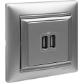 Розетка USB 2-м СП Valena алюм. Leg 770270