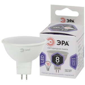 Лампа светодиодная LED MR16-8W-860-GU5.3 MR16 8Вт софит GU5.3 холод. бел. ЭРА Б0049071