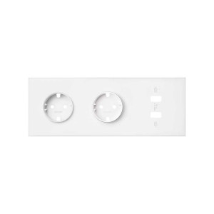 Simon 100 Белый матовый Кит 3 поста, фронт. Накладка на 2 розетки Schuko + 1 з/у 2xUSB цвета