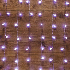 Гирлянда светодиодная Светодиодный Дождь 1.5х1.5м 144LED бел. 12Вт 230В IP20 с насадками шарики свечение с динамикой провод прозр. Neon-Night 235-045