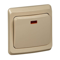 ЭТЮД С/У 1-клавишный ВЫКЛЮЧАТЕЛЬ с подсветкой 10 АХ, КРЕМОВЫЙ BC10-005K