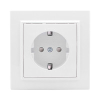 Розетка 1-м СП Минск 16А IP20 с заземл. защ. шторки бел. Basic EKF ERR16-028-100