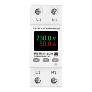 Реле напряжения ROSTOKELECTRO RE RVA-50A с ЖК-дисплеем 46-695