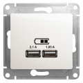 GLOSSA USB РОЗЕТКА A+A, 5В/2,1А, 2х5В/1,05А, механизм, ПЕРЛАМУТР GSL000633