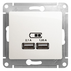 GLOSSA USB РОЗЕТКА A+A, 5В/2,1А, 2х5В/1,05А, механизм, ПЕРЛАМУТР GSL000633