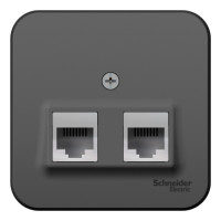 BLANCA О/У РОЗЕТКА двойная: комп.RJ45, кат.5E + телеф. RJ11, ИЗОЛ.ПЛ., АНТРАЦИТ BLNIA045116