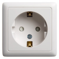 Розетка Schneider Electric ХИТ, открытый монтаж, с заземлением, со шторками, белый, RA16-138I-B