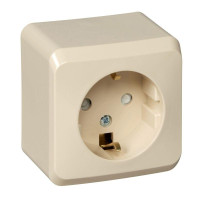 ЭТЮД О/У РОЗЕТКА с заземлением со шторками, 16А, 250B, КРЕМОВЫЙ PA16-004K