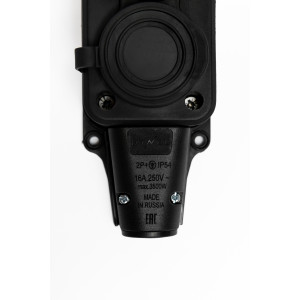 Розетка (колодка) двухместная с крышками каучук черная 2P+PE 250V 16А IP54 DYNEL