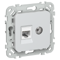 FLITE Розетка 2-местная RJ45/TV категория 5Е UTP РКТВ5е-2-0-ФлЖ жемчуг IEK