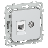 FLITE Розетка 2-местная RJ45/TV категория 5Е UTP РКТВ5е-2-0-ФлЖ жемчуг IEK