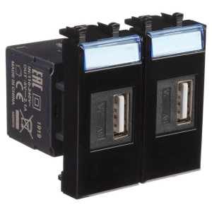 Устройство зарядное USB 2мод. 2.1А Avanti Черный квадрат DKC 4402542