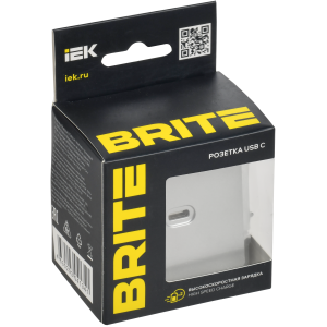 BRITE Розетка USB C 65Вт высокоскоростная зарядка РЮ12-1-БрА алюминий IEK