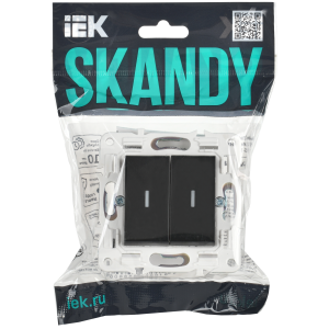 SKANDY Выключатель 2-клавишный с индикацией 10А SK-V09Bl черный IEK