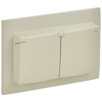 SKANDY Розетка 2-местная и крышкой 16А в сборе IP44 SK-R12B бежевый IEK