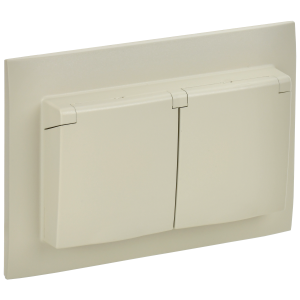 SKANDY Розетка 2-местная и крышкой 16А в сборе IP44 SK-R12B бежевый IEK