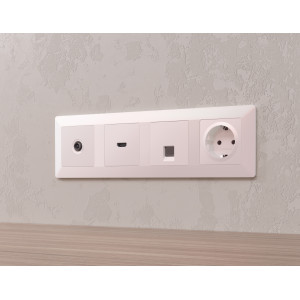 MA212005 Комплект механизма компьютерной розетки RJ-45 экранированной с автоматической защитной шторкой ALFA Жемчуг QUANT (AP2120, VM185) AMBRELLA VOLT
