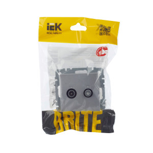 BRITE Розетка двойная TV+SAT РТВ/РСп12-БрА алюминий IEK