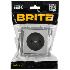 BRITE Розетка 1-местная без заземления без защитных шторок 10А РС10-1-0-БрГН металл хром/никель IEK