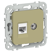 FLITE Розетка 2-местная RJ45/TV категория 5Е UTP РКТВ5е-2-0-ФлО оливковый IEK